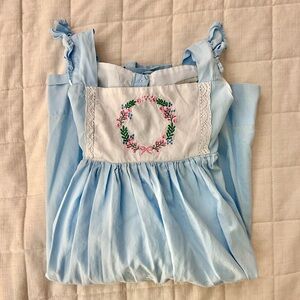 Blue Embroidered Vintage Kids Dress